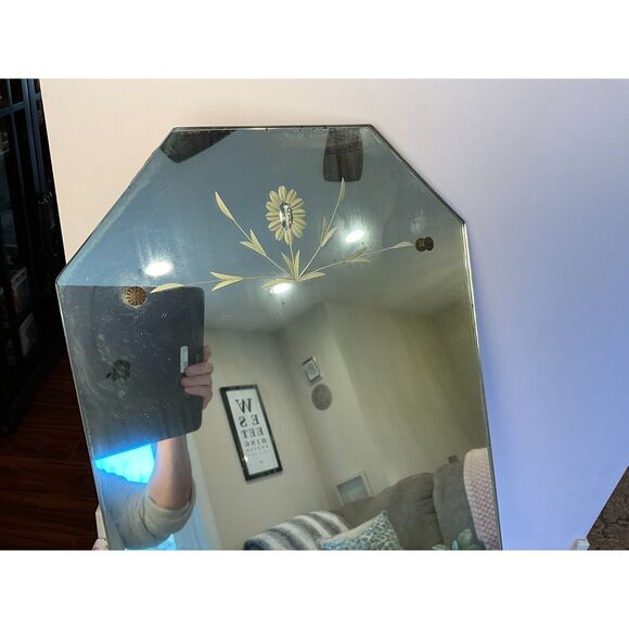 Etched top mirror vintage wall mirror must see - Picture 3 of 8